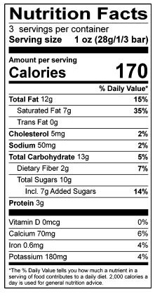 nutrition panel 48% milk chocolate + fudgy peanut butter