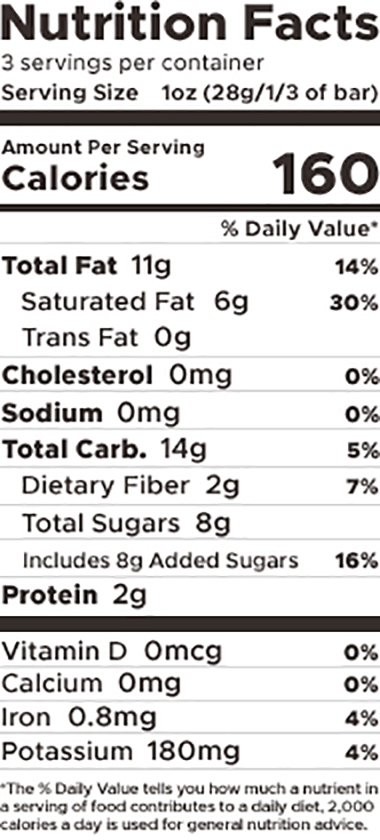 oat milk chocolate rice crisps nutrition panel