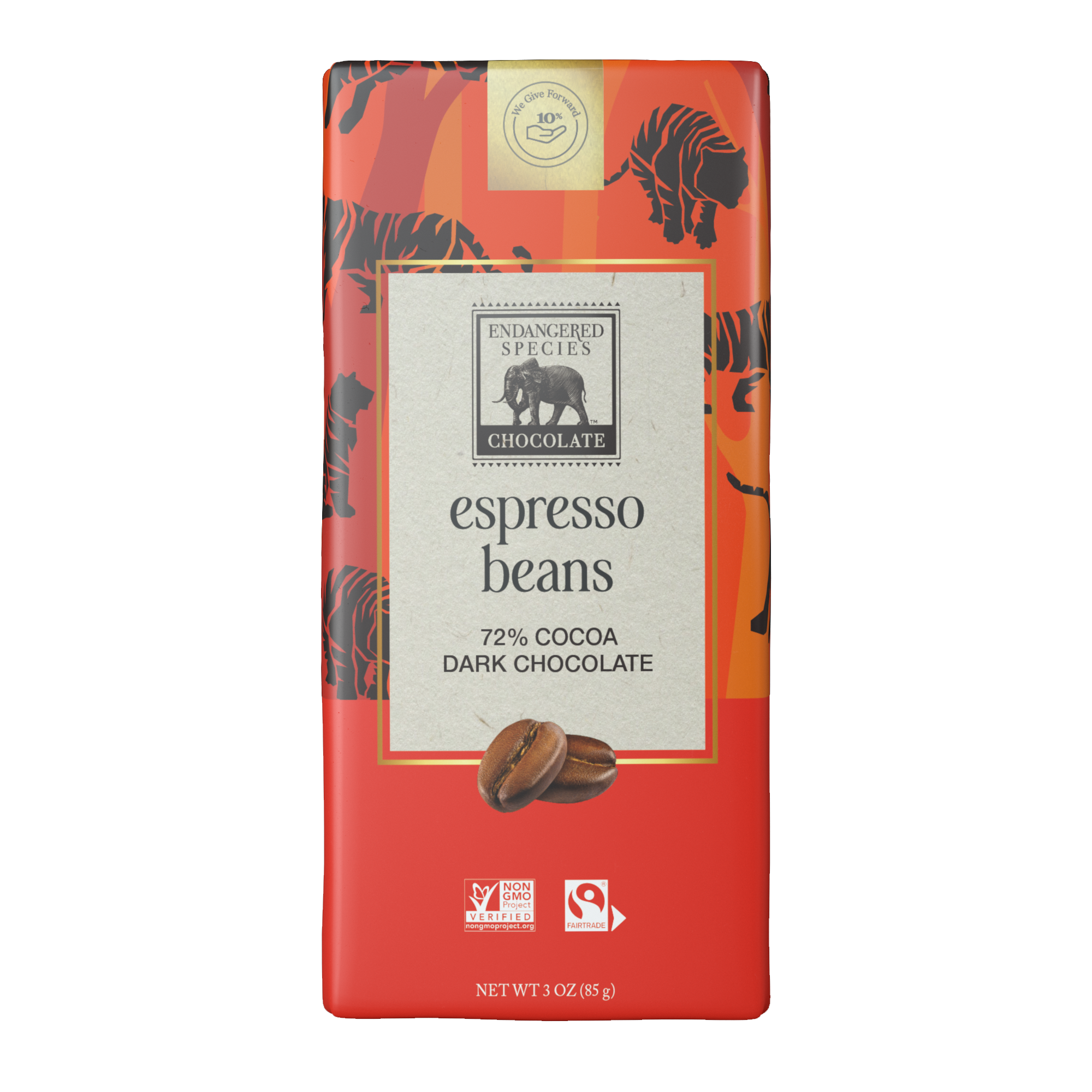 espresso beans + 72% dark chocolate