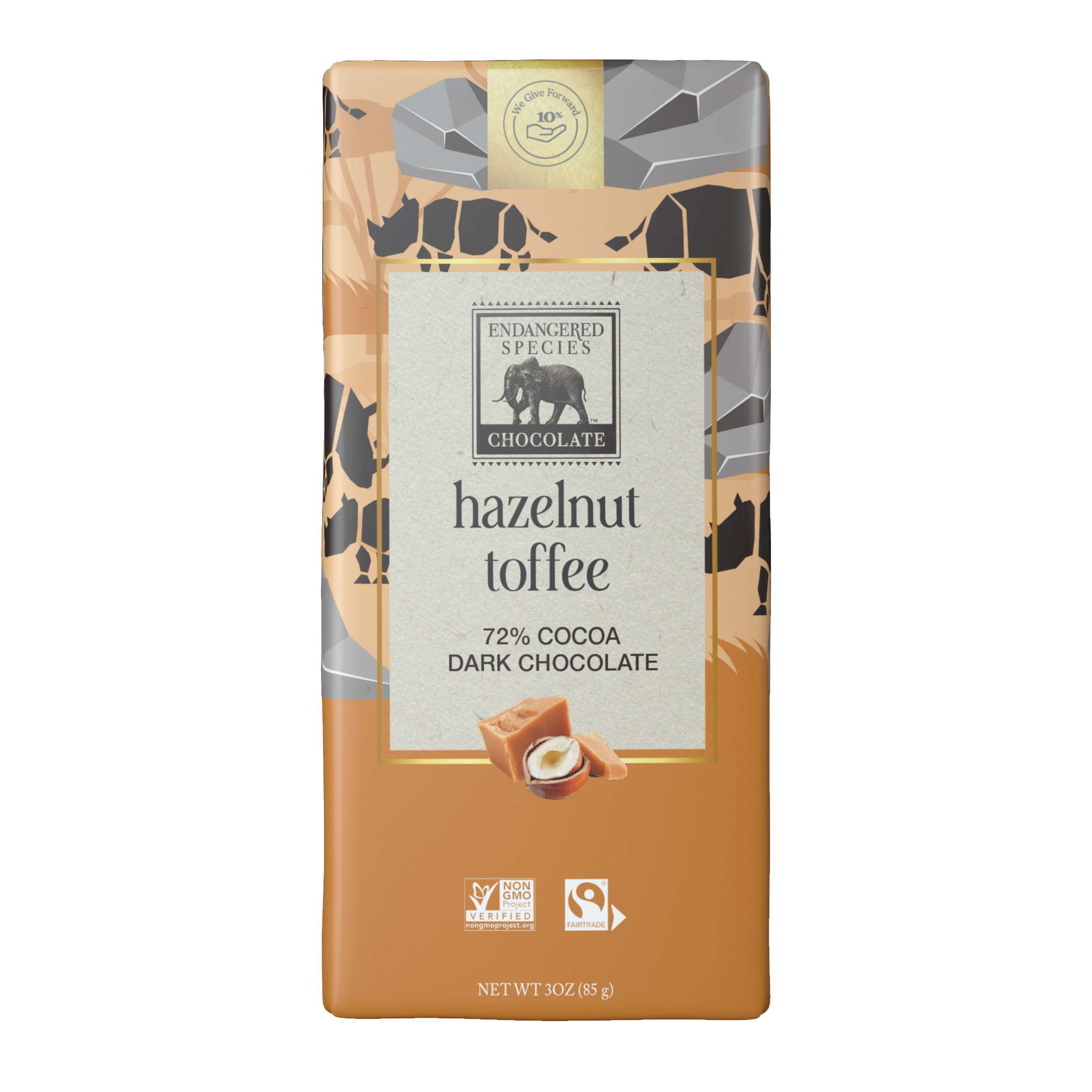 hazelnut toffee + 72% dark chocolate