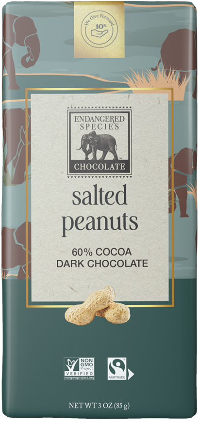 salted peanuts + 60% dark chocolate