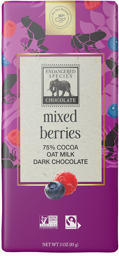 mixed berries, oat milk + 75% dark chocolate