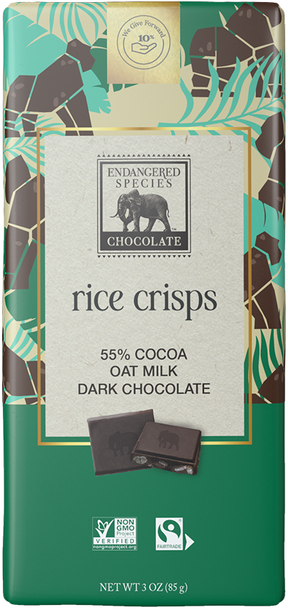 rice crisps, oat milk + 55% dark chocolate
