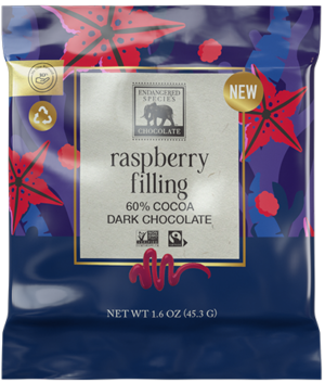 raspberry filling +60% dark chocolate 1.6oz